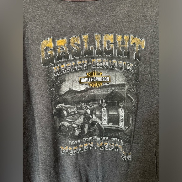 Gaslight Morden, Manitoba Harley Davidson Two Toned Tshirt - Picture 7 of 7